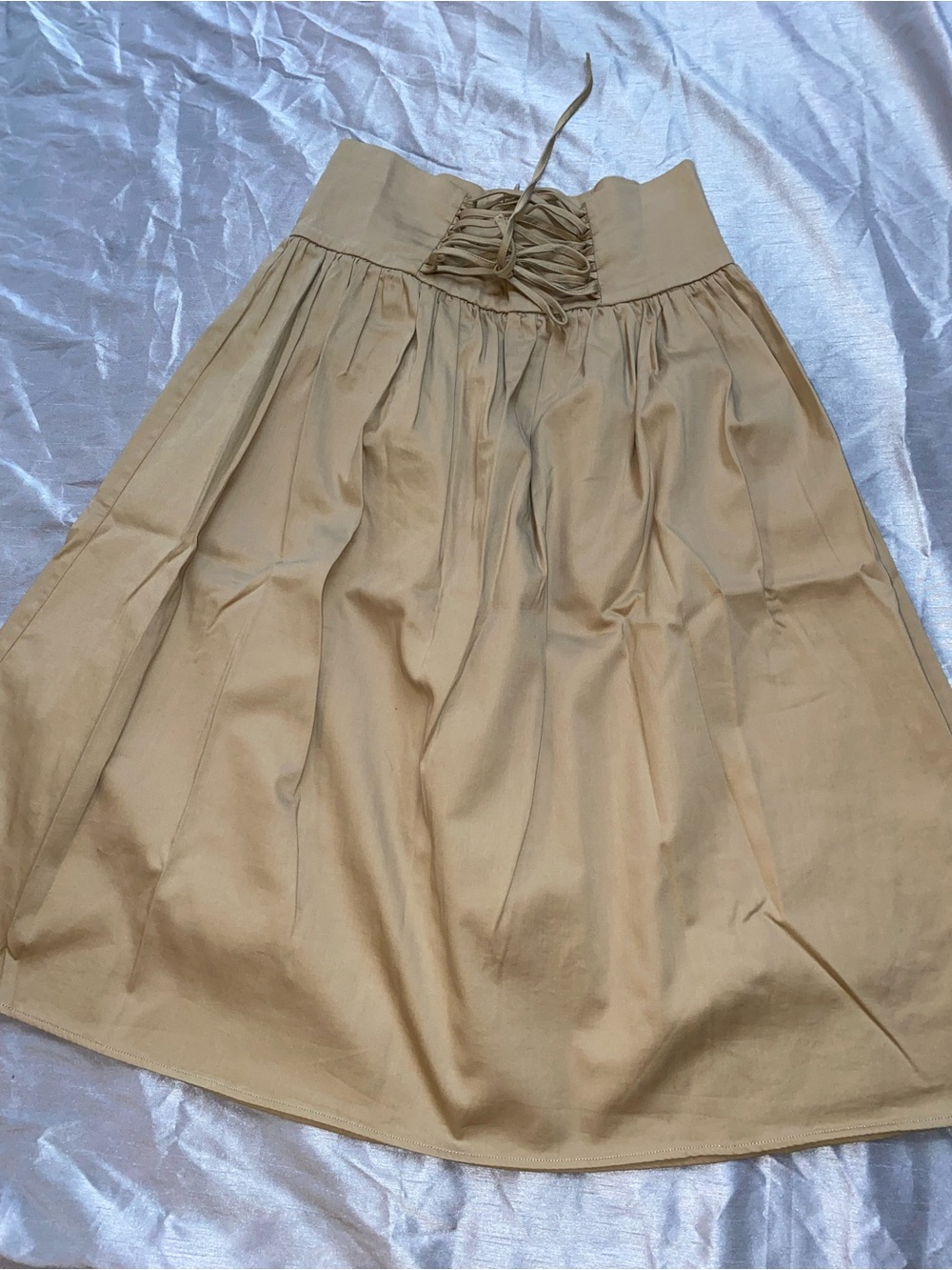 Zara Beige Lace-Up Waist A-Line Skirt